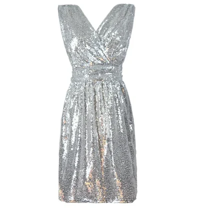Deep V-Neck Sequin Slip Dress - Image 7