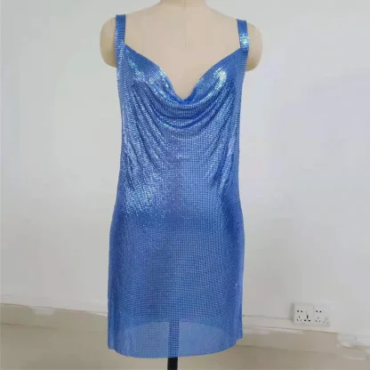 Double High Slit Shiny Halter Dress - Image 4