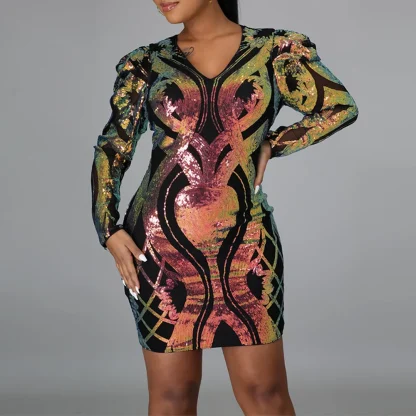 Vintage-Inspired Sequin Bodycon Dress - Image 2