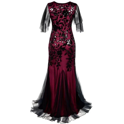 Elegant Sheer Sequin Evening Dress - Image 5