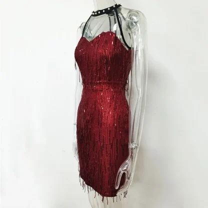 Formal Evening Sparkling Tassel Dress - Image 7