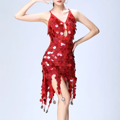 Latin Dance Tassel Sparkling Dress - Image 6