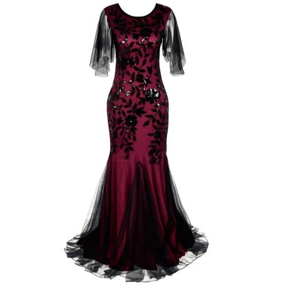 Elegant Sheer Sequin Evening Dress - Image 3