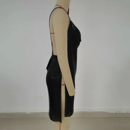 Seductive Backless Metallic Sequin Dress - Image 6