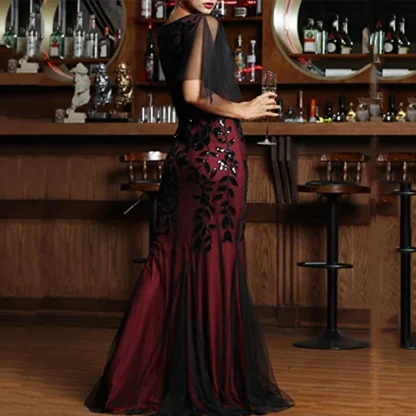 Elegant Sheer Sequin Evening Dress - Image 2