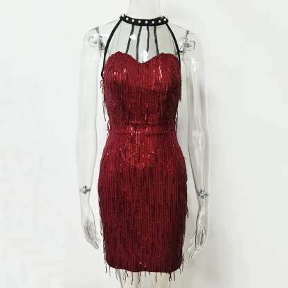 Formal Evening Sparkling Tassel Dress - Image 6