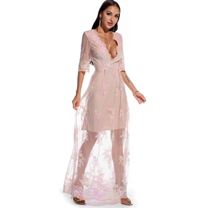 Elegant Mesh Glitter Party Sequin Dress - Image 6
