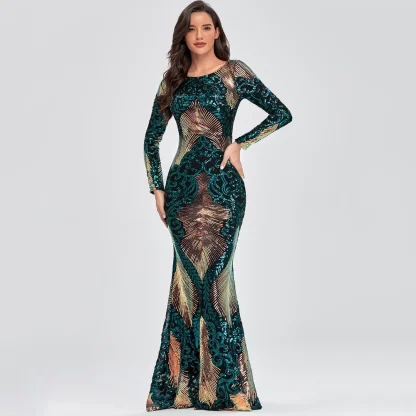 Long Sleeve Bodycon Sequin Dress