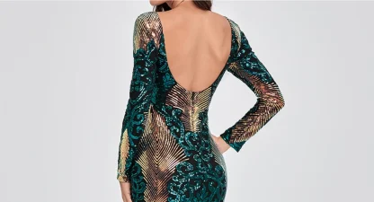 Long Sleeve Bodycon Sequin Dress - Image 3