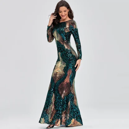 Long Sleeve Bodycon Sequin Dress - Image 5