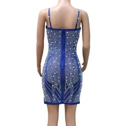 Deep V-Neck Sequin Mesh Dress - Image 7