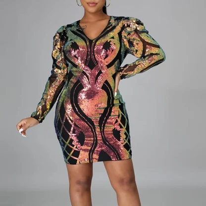 Vintage-Inspired Sequin Bodycon Dress