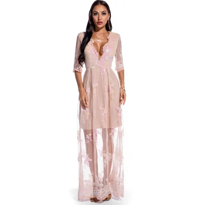 Elegant Mesh Glitter Party Sequin Dress - Image 5