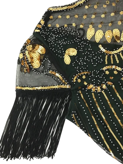 Retro Tassel Sleeve Sequin Dress - Image 3