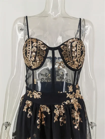 Radiant See-Through Sequin Mesh Dress - Image 4