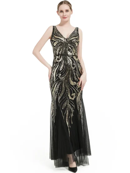 Enchanting Sequin Maxi Mesh Dress