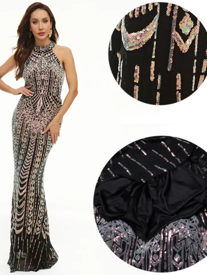 Radiant Halter Sparkling Dress - Image 5