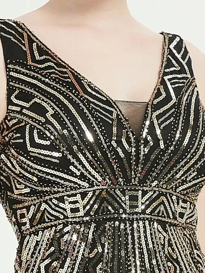 Sheer Elegance Sequin Maxi Dress - Image 5