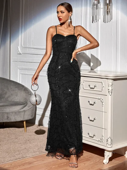Alluring Sequin Maxi Party Dress - Image 2
