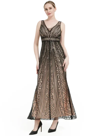 Sheer Elegance Sequin Maxi Dress