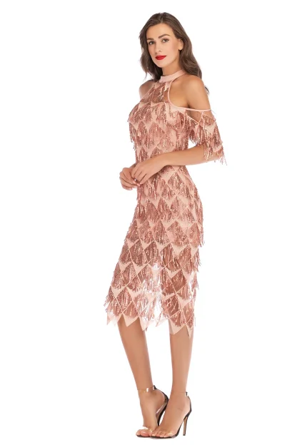 Sultry Off Shoulder Sequin Dress - Image 5