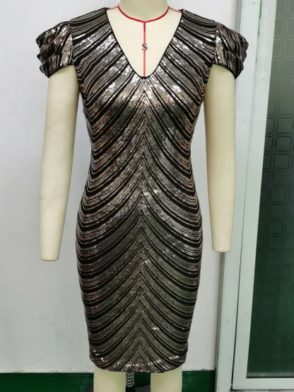 Radiant Ruffled Sleeve Sequin Dress - Image 6