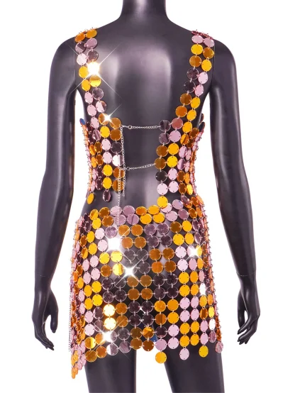 Sleek Metallic Sparkling 2-Piece Dress - Image 5
