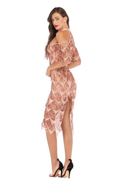 Sultry Off Shoulder Sequin Dress - Image 6