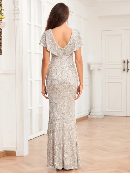 Butterfly Sleeve Sparkling Maxi Dress - Image 6