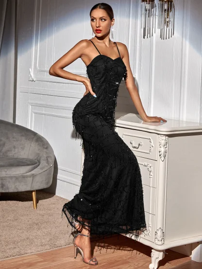 Alluring Sequin Maxi Party Dress