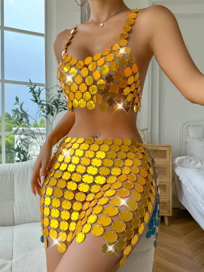 Alluring Metal Sequin Night Club Dress - Image 4