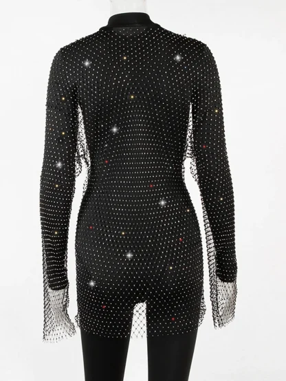 Sultry Fishnet Sparkling Mini Dress - Image 7