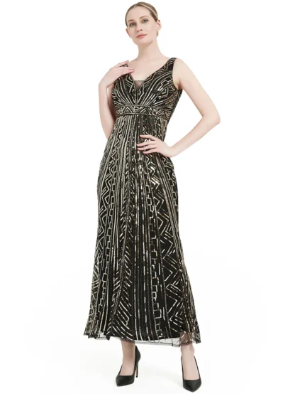 Sheer Elegance Sequin Maxi Dress - Image 4