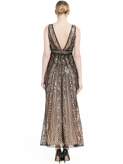 Sheer Elegance Sequin Maxi Dress - Image 3