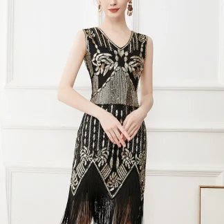 Retro Tassel Midi Sparkling Dress