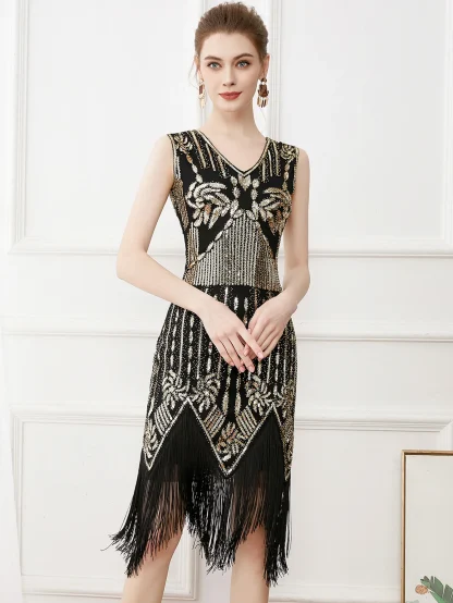 Retro Tassel Midi Sparkling Dress