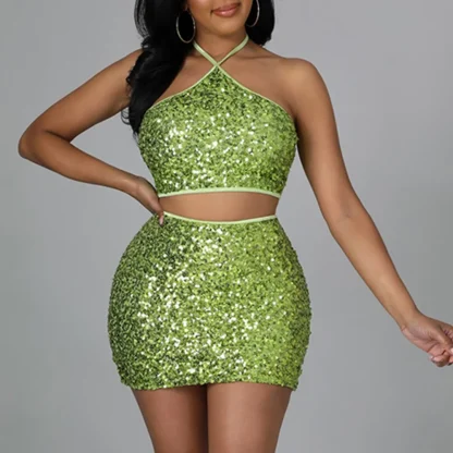 Sizzling Glittering Halter Bodycon Dress