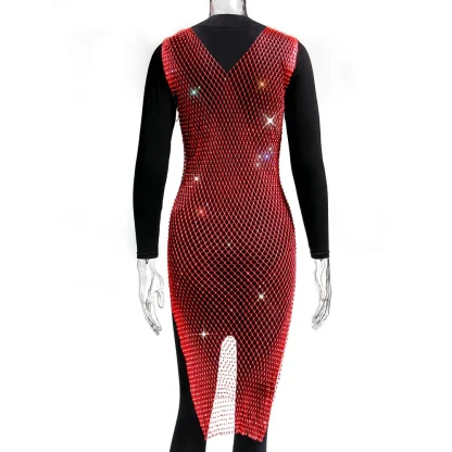 Midnight Sparkle Fishnet Sequin Dress - Image 4
