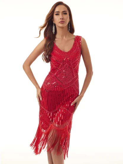Chic Sparkling Tassel Midi Dress - Image 2