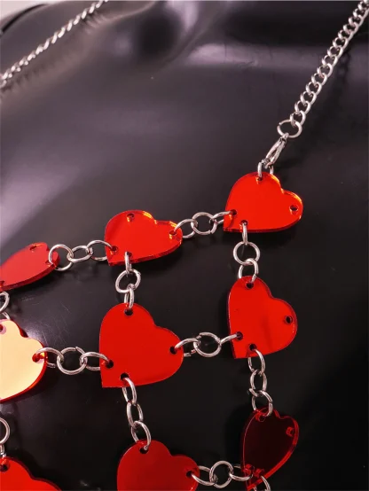 Metal Red Heart Shiny 2-Piece Dress - Image 5