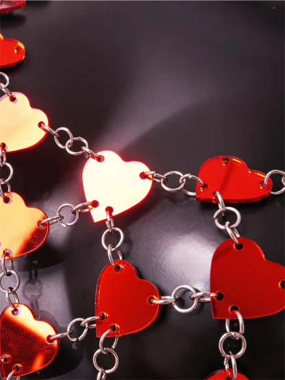 Metal Red Heart Shiny 2-Piece Dress - Image 6