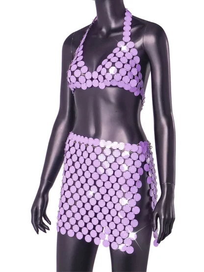 Elegant 2-Piece Club Sparkling Dress - Image 3