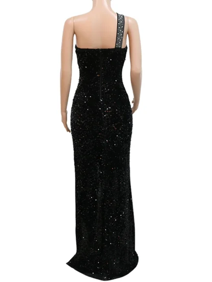 Glamour High Slit Sequin Maxi Dress - Image 5