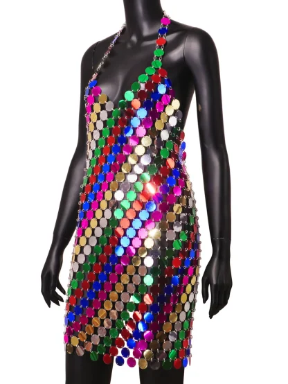 Sultry Metal Sequin Beach Party Dress - Image 5