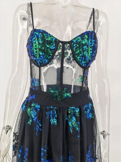 Radiant See-Through Sequin Mesh Dress - Image 7