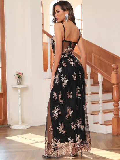 Radiant See-Through Sequin Mesh Dress - Image 2