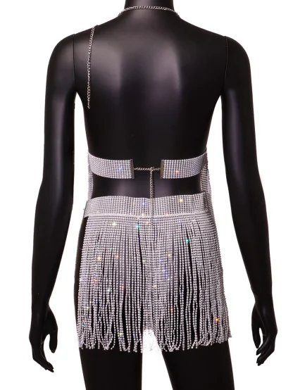 Backless See-Through Sparkling Dress - Image 2