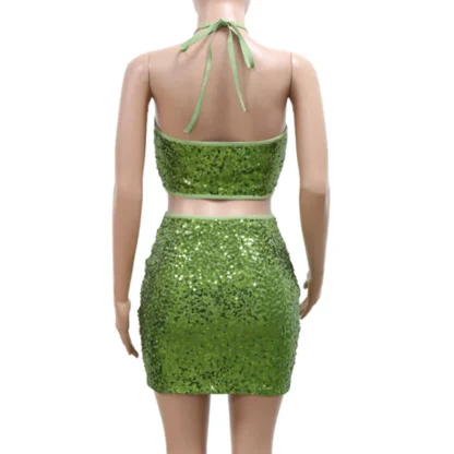 Sizzling Glittering Halter Bodycon Dress - Image 3