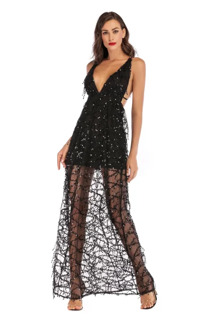Chic V-Neck Glamorous Evening Dress - Image 2