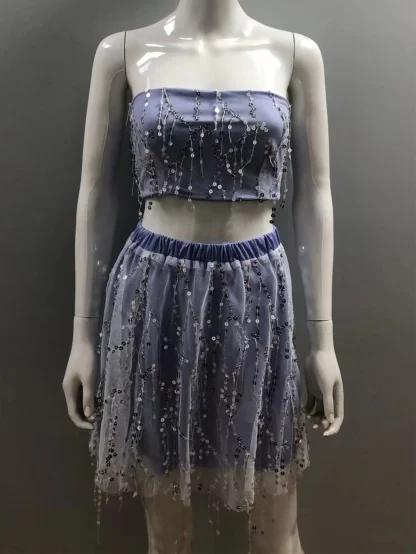 Sexy Bralette Tulle Sequin Skirt Set - Image 7